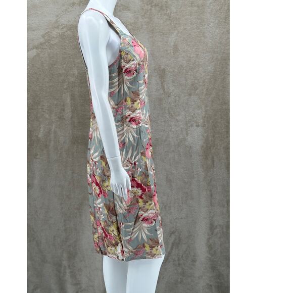 Islander Dress Womens 8 Tan Pink Sleeveless Floral‎ Tropical Hawaiian Vacation - Picture 3 of 10